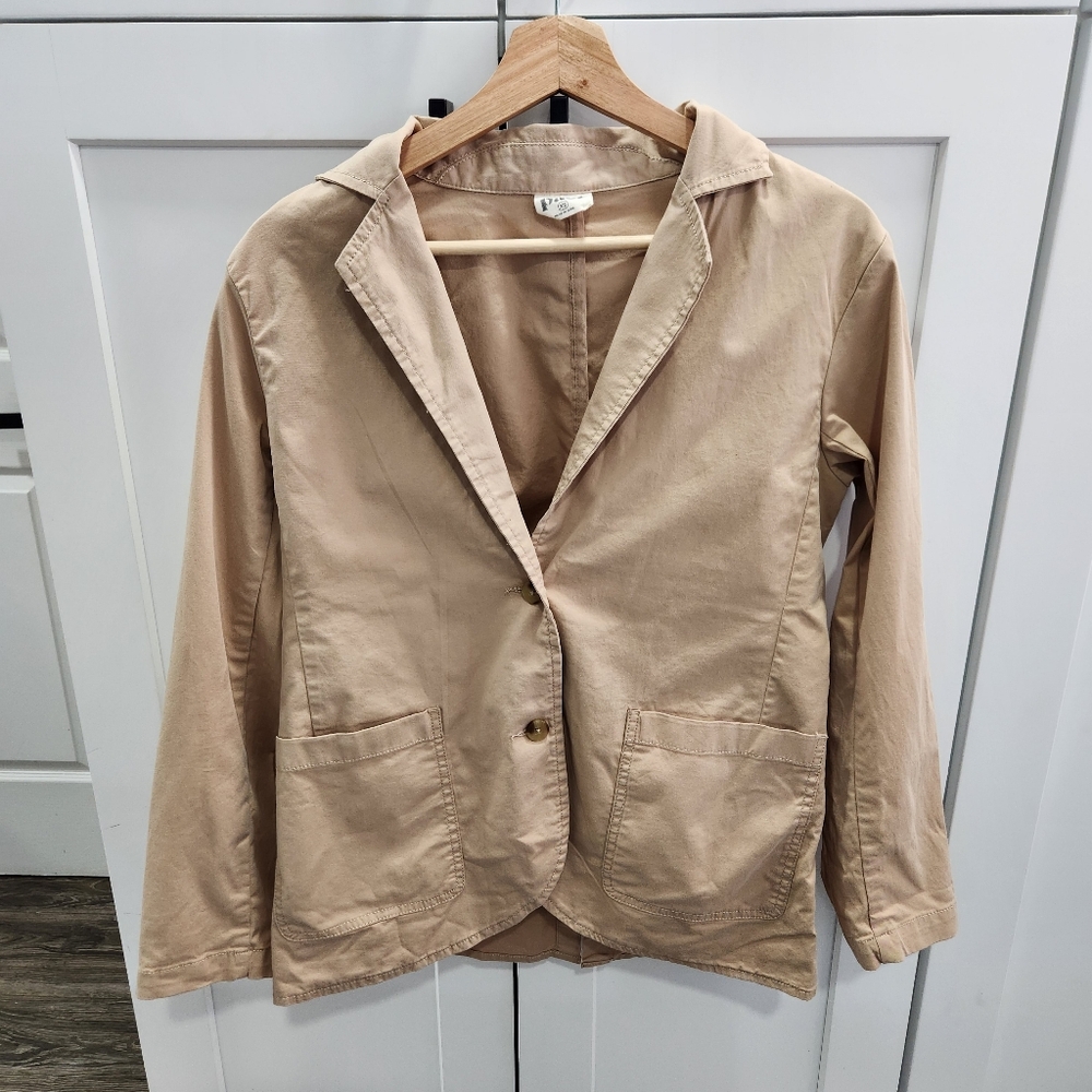 Pact Sesame Boulevard Brushed Twill Blazer Women’s XS Beige Tan With Pockets - Picture 3 of 12
